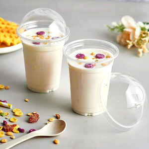 Strong Clear Plastic Smoothie Cups With Dome Lids