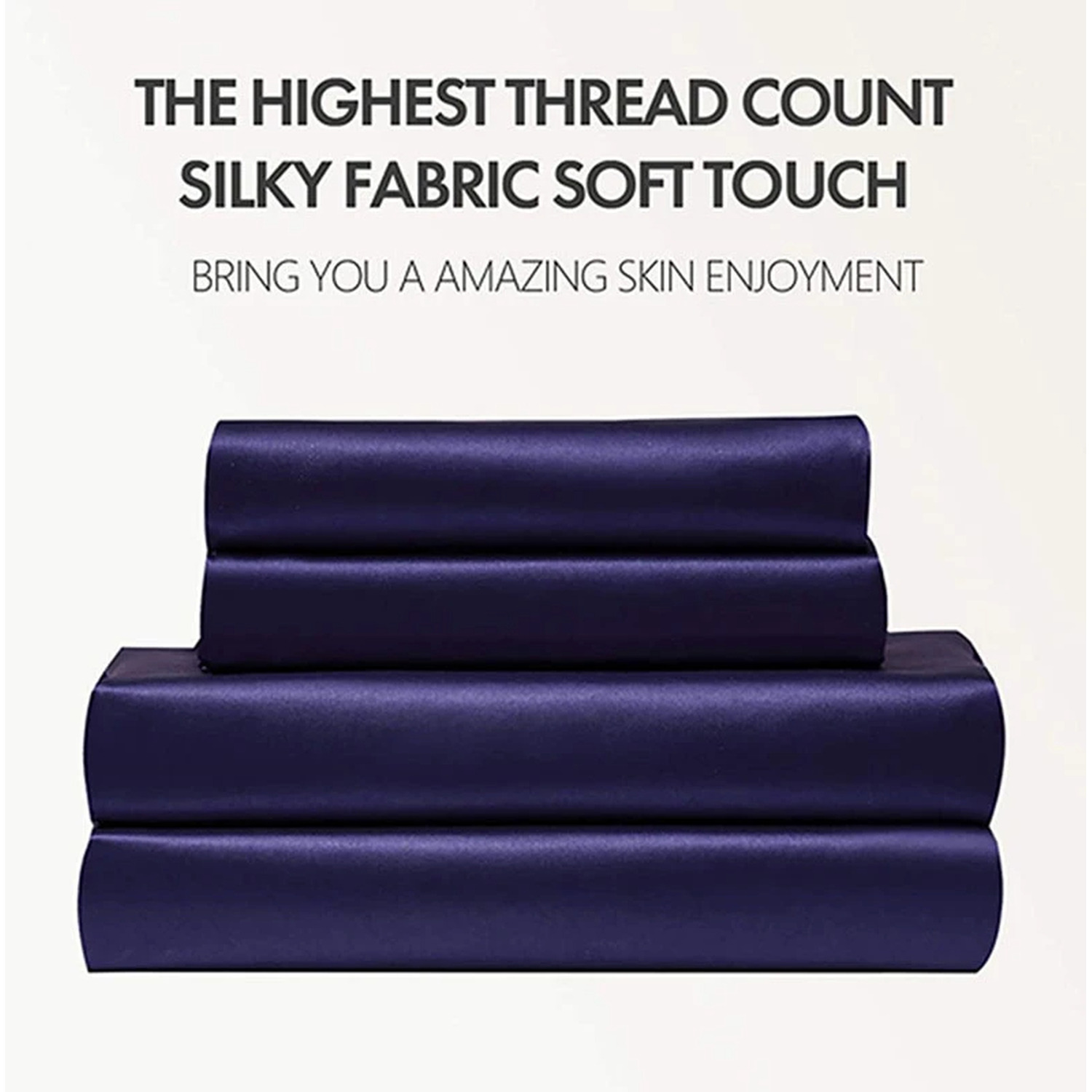 Luxury Satin Bed Sheet Set Queen King - Blue