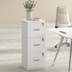 3 Lockable Drawers Wooden File Cabinet Modern Home Office Storage