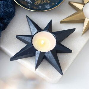 Navy Blue Star Tealight Candle Holder Elegant Celestial Decor