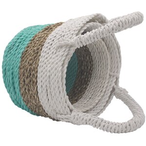 Seagrass Basket Set Green Natural White Multi Use Storage