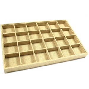 Twenty Four Compartment Natural Polyurethane Jewellery Display Tray