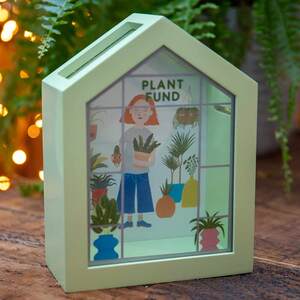 Marshalls Garden Greenhouse Plant Fund Money Box soft green 14.5cm x 7cm x 19cm