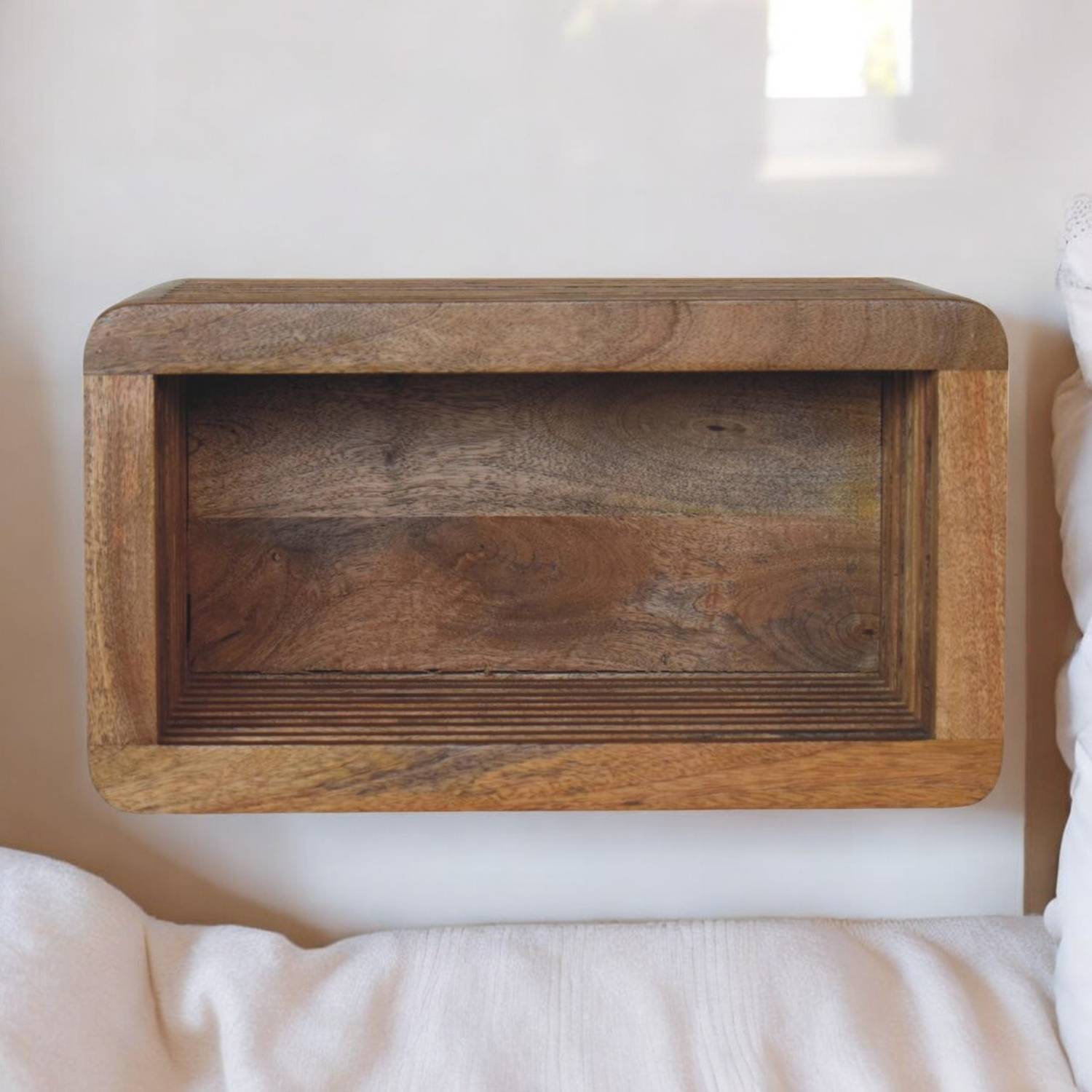 Solid Mango Wood Soba Wall Mounted Bedside - Brown