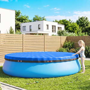 Outsunny 10 ft Round Swimming Pool Cover with Secure Rope, Tightener