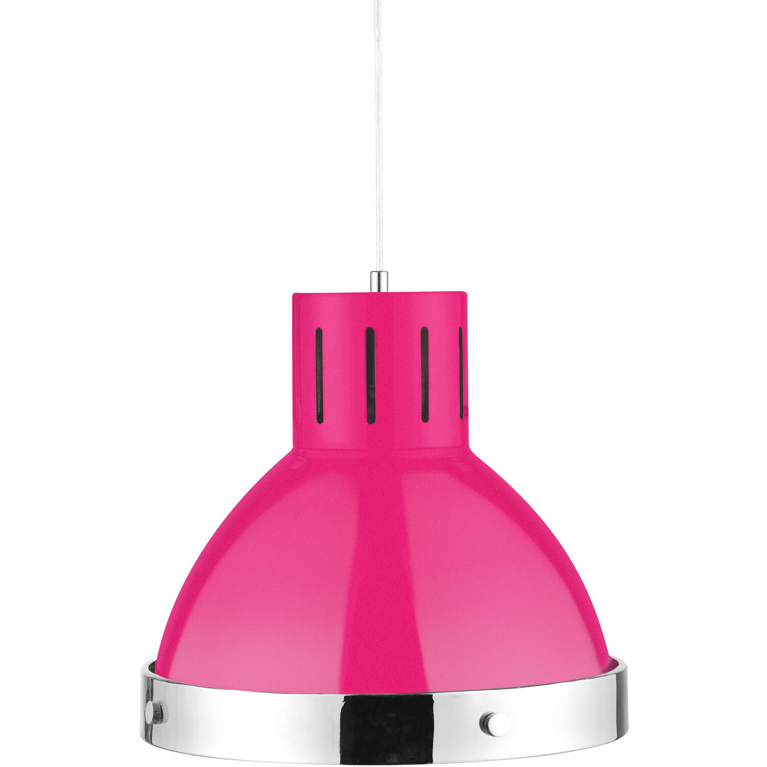 Jasper Hot Pink and Chrome Bell Shaped Pendant Light - Pink