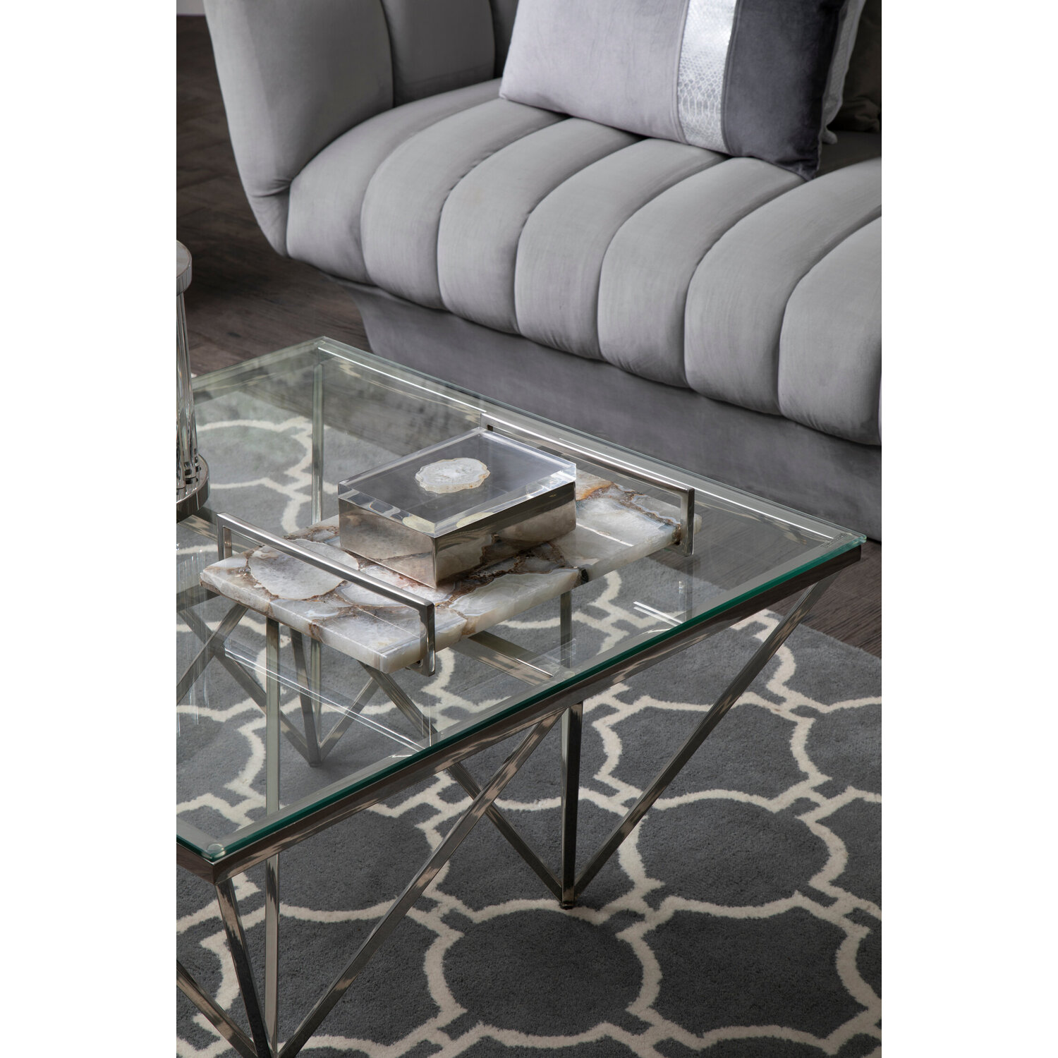 Allure Tempered Glass Coffee Table - Silver