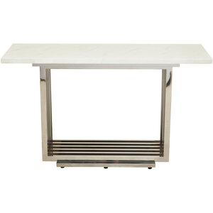 Moda White Faux Marble Console Table With Silver Finish Frame