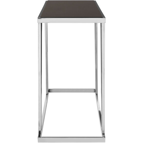 Ackley Silver Console Table With Black Glass