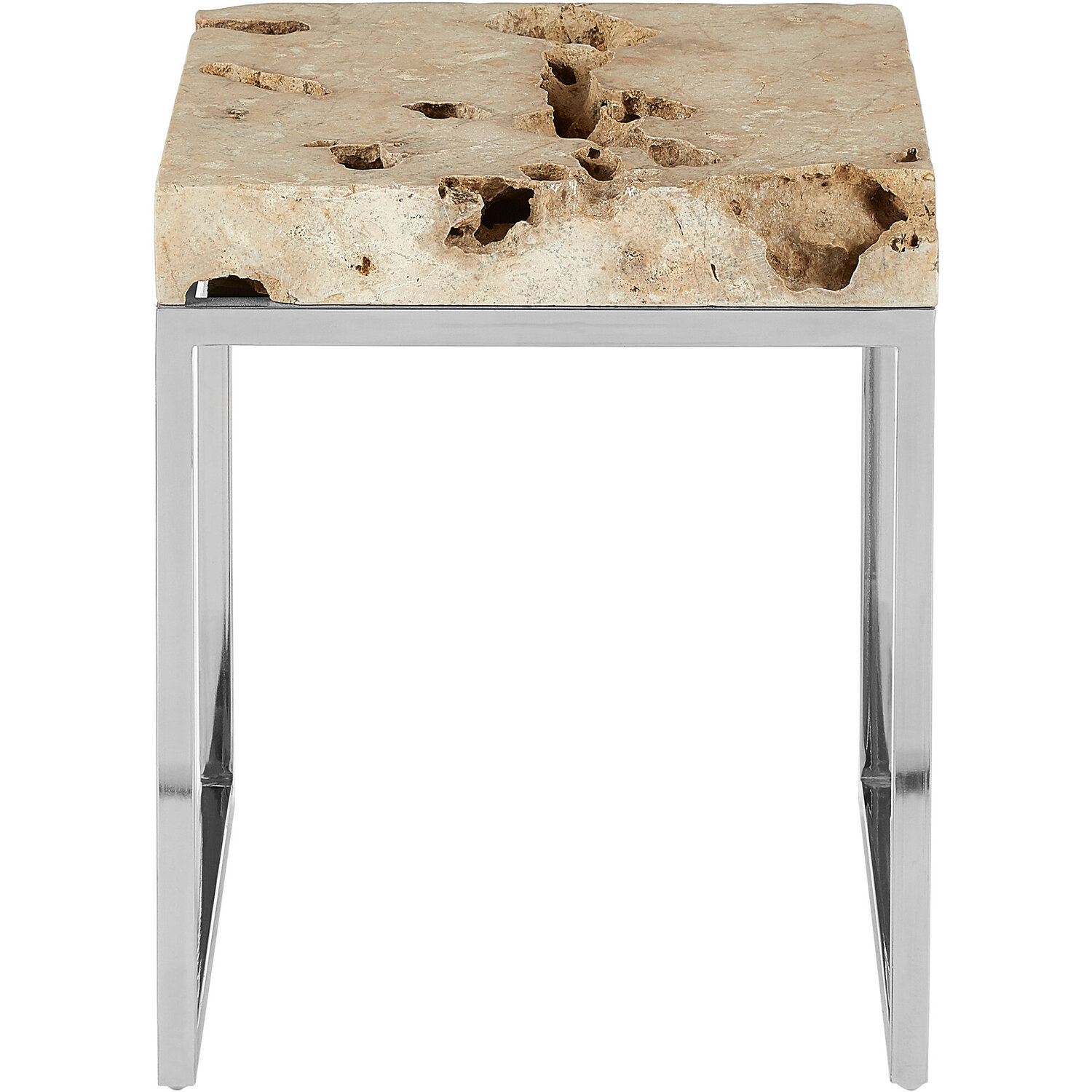 Fifty Five South Relic Cheese Stone Side Table - Silver