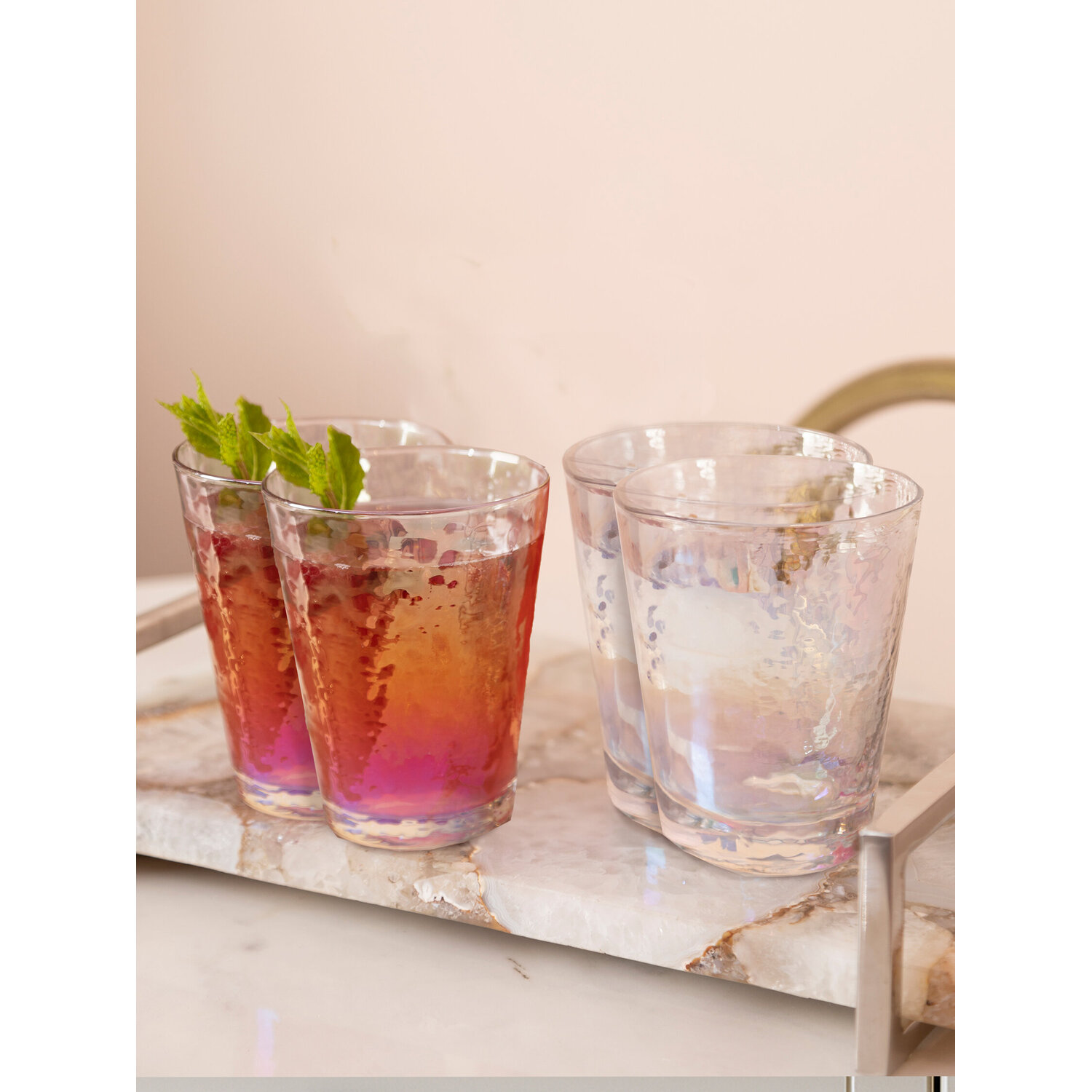 Aurora Set of 4 Lustre Glass Tumblers - Multicolour