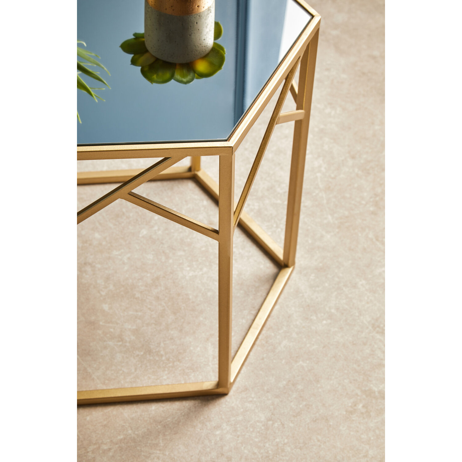 Avantis Set Of 2 Hexagonal Side Tables - Champagne
