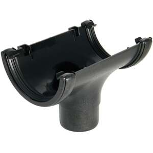 FloPlast Half Round Cast Iron Effect Running Outlet - 112mm Gutter, 68mm Downpipe