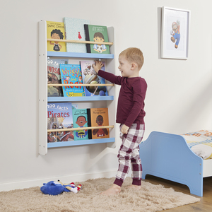 Kids Picture Book Wall Bookshelf - White & Blue