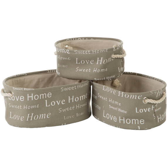 Panier Set Of Three Grey Oval Storage Baskets