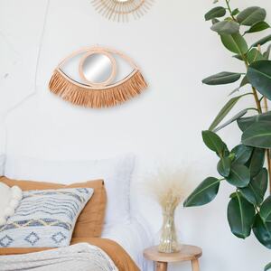 Small Decorative Eye Shaped Mirror - Brown