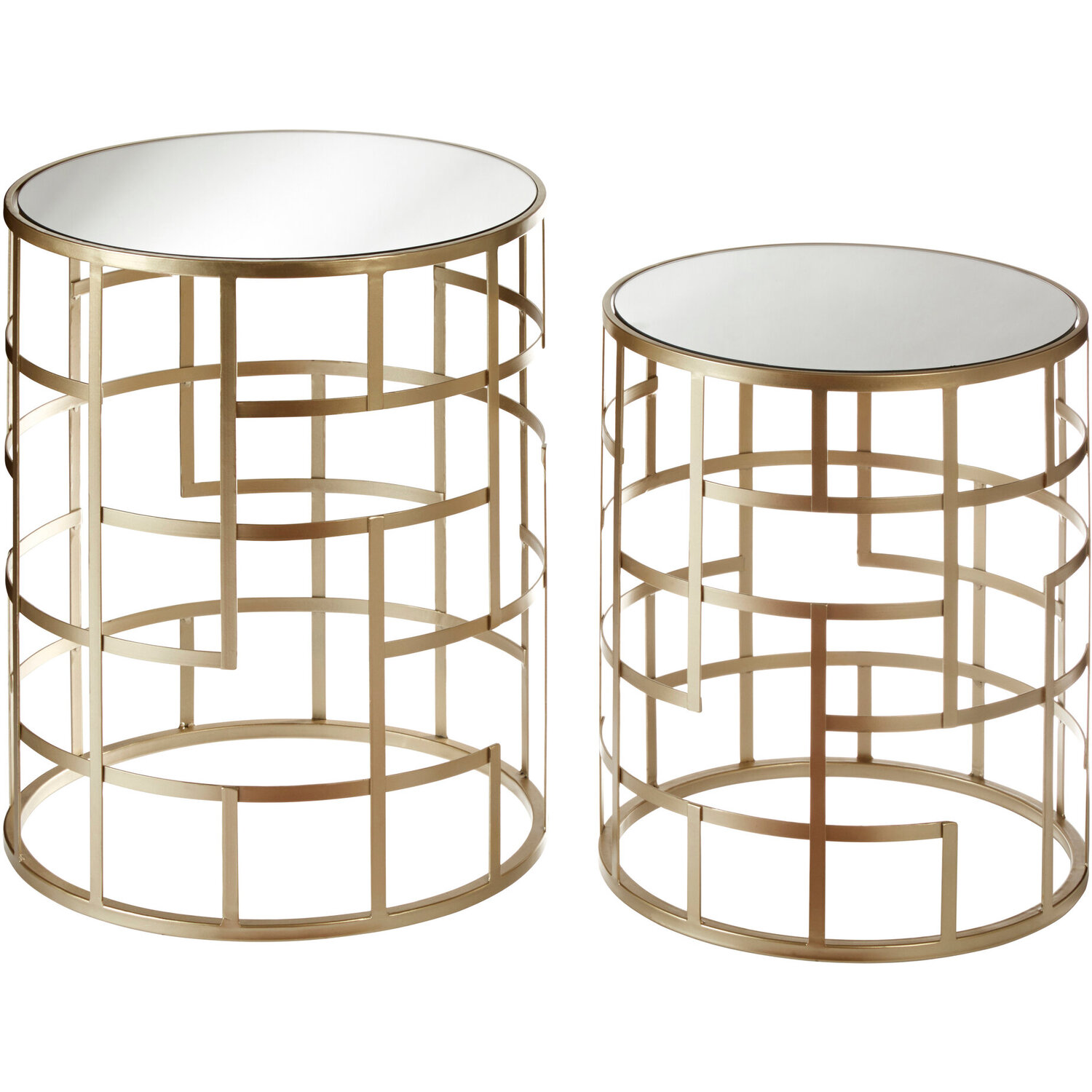 Avantis  Set Of 2 Champagne Finish Side Tables - Gold