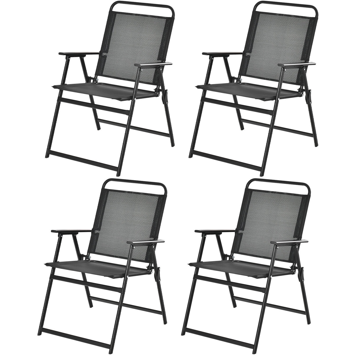 4 Piece Patio Garden Folding Chair - Black