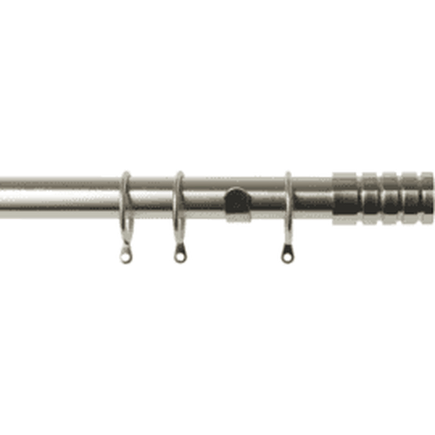 25-28mm Traction End Satin Silver Metal Curtain Pole Set - Silver / 120cm