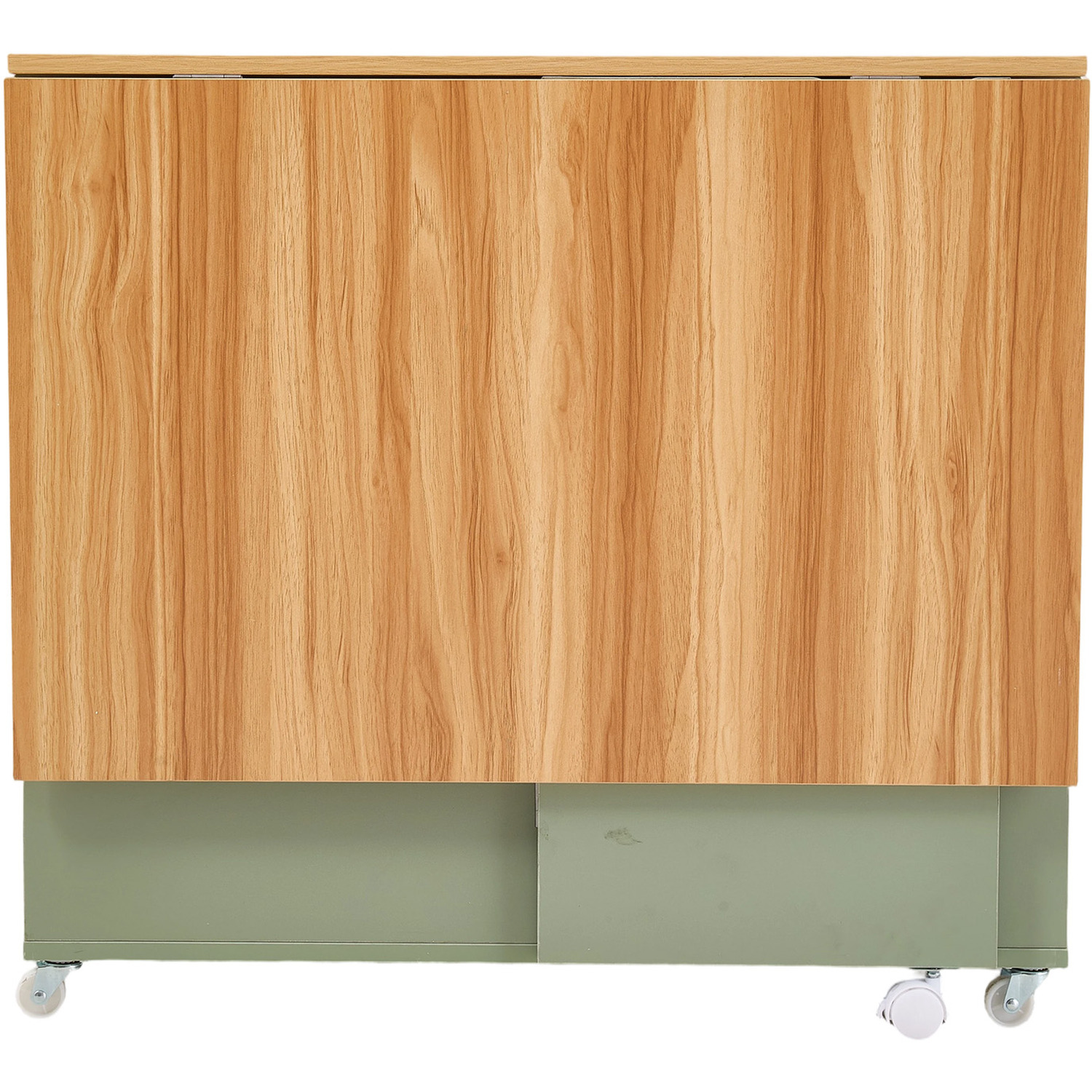 Space Saving Drop Leaf Dining Table With Four Stools - Natural Wood Green