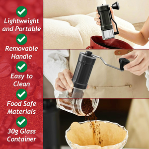 Manual Coffee Grinder Adjustable Ceramic Burr Kit for Aeropress, Espresso, Pour Over, French Press,