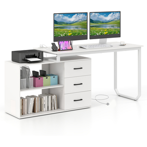 Reversible L-Shaped Desk with 3 Drawers