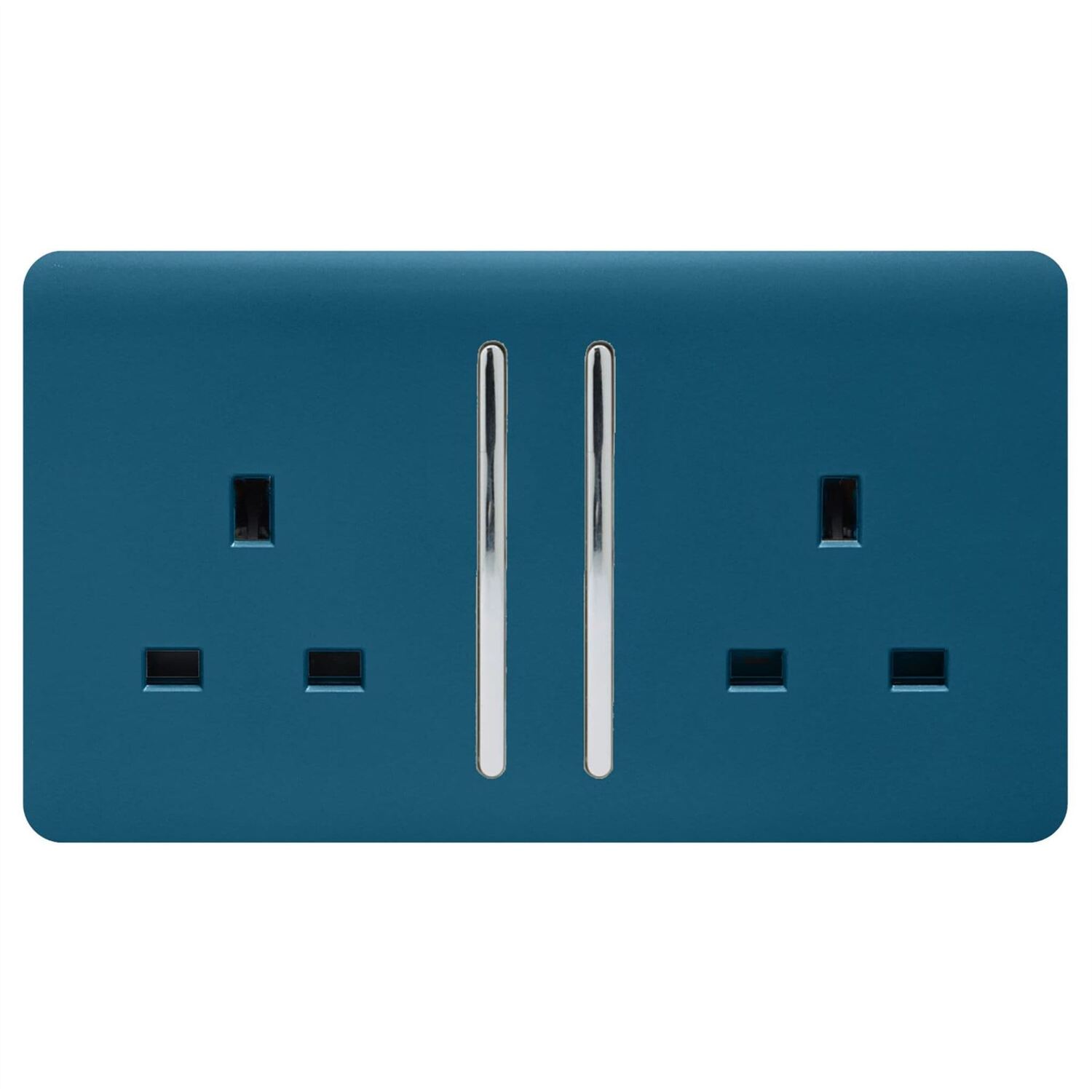 Trendi 2 Gang Artistic Modern Glossy 13 Amp Switched Tactile Plug Socket Midnight Blue - Image 4