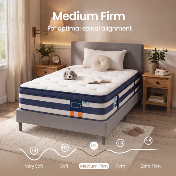 VASAGLE Sprung Mattress with Cooling Gel Memory Foam, 190 x 90 x 25 cm
