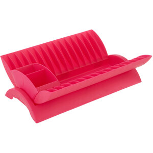 Laurie Hot Pink Dish Drainer with Cutlery Caddy