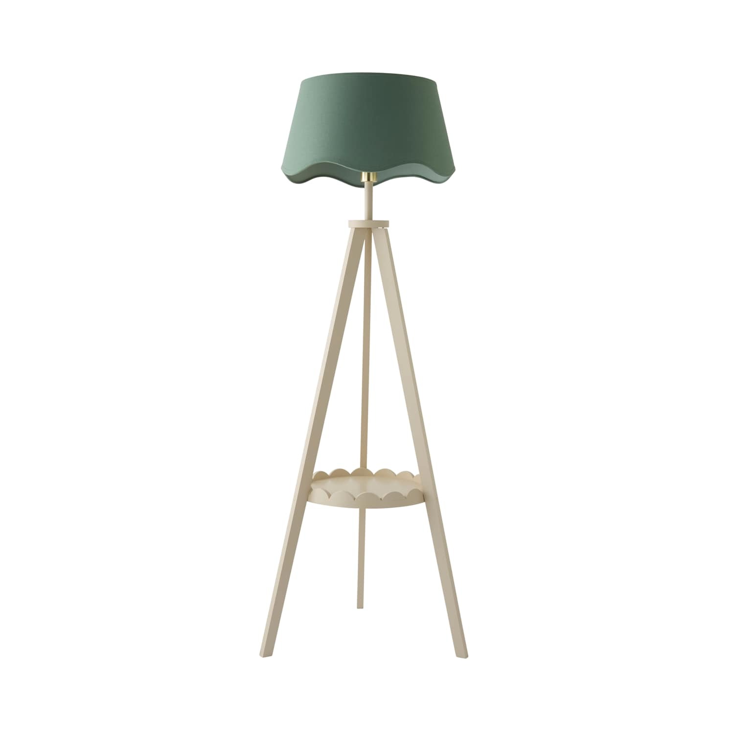 ValueLights - Morrigan Tripod Floor Lamp - Sage Green - Scallop Linen Shade - 150cm - Image 3