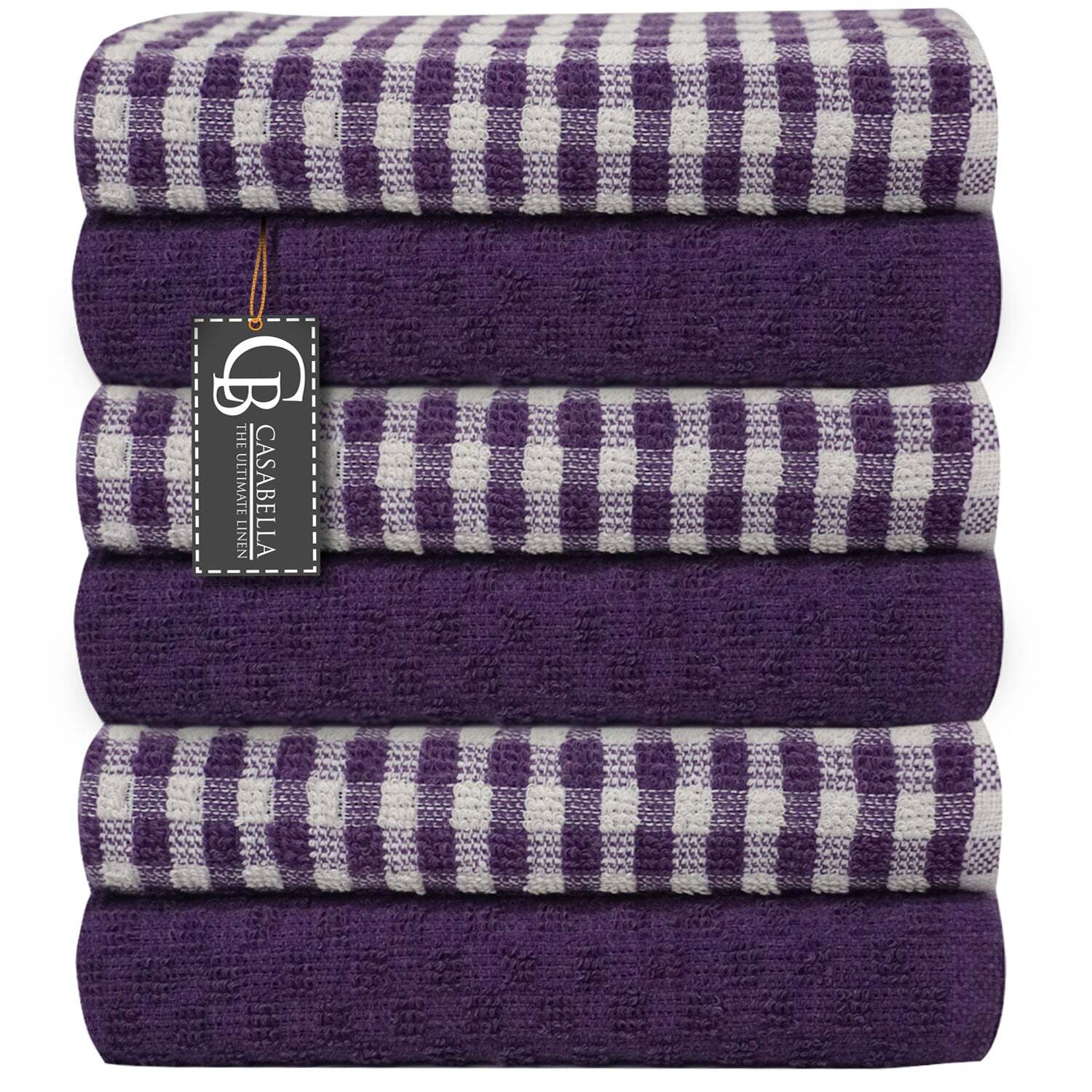 Casabella 6 Navy Tea Towels - Purple