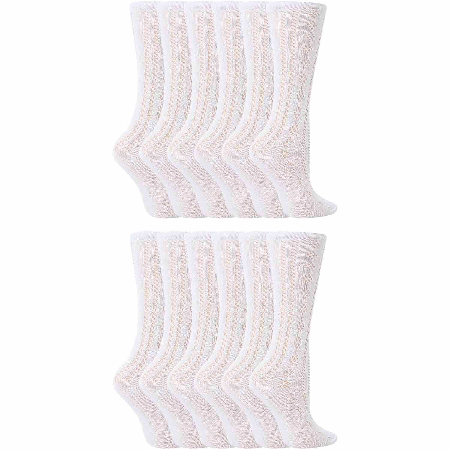 Sock Snob 12 Pair Soft Cotton Rich Knee High Uniform Socks For School - White / 1-2 Years
