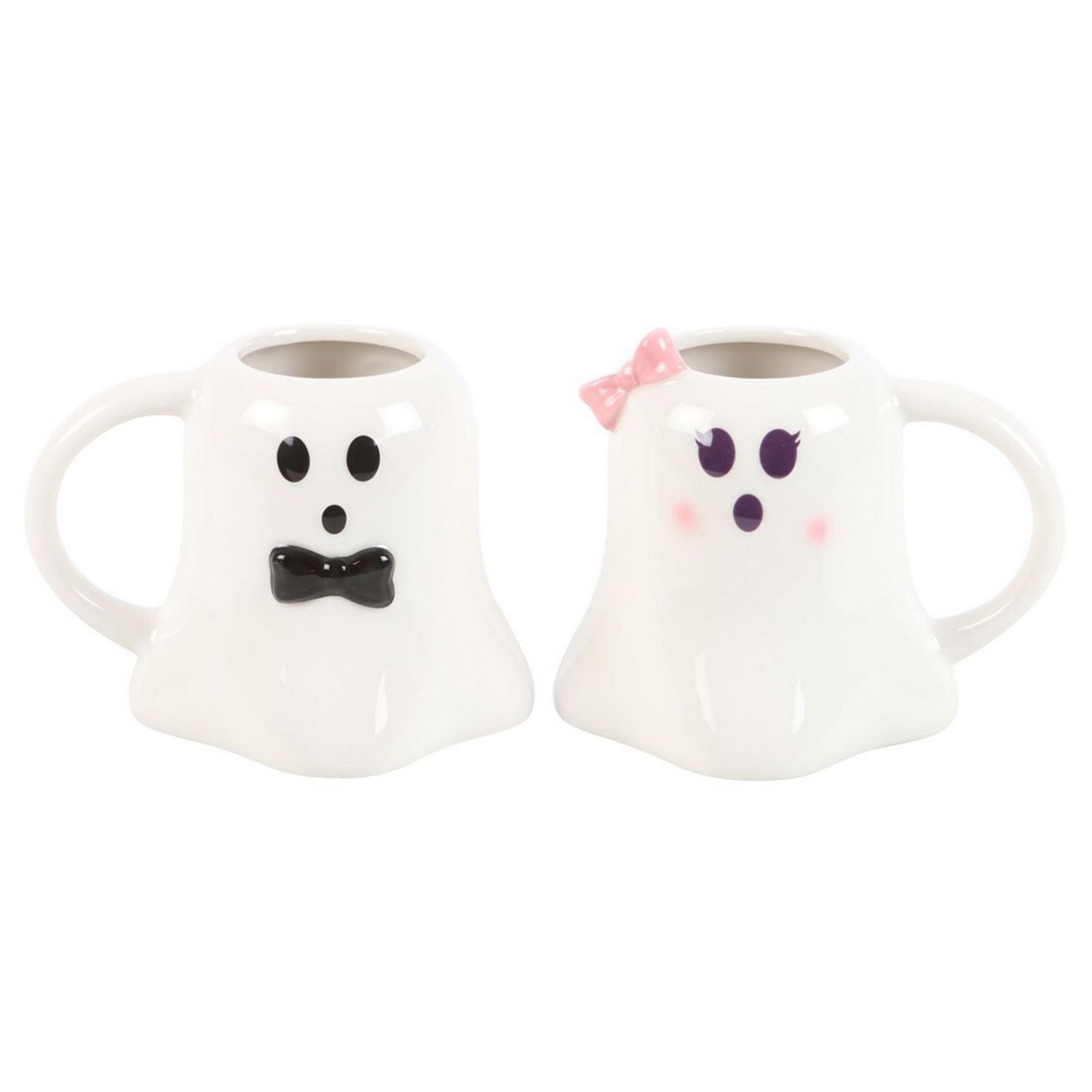 Something Different Mr And Mrs Boo Ghost Mug Set - White/Black/Baby Pink