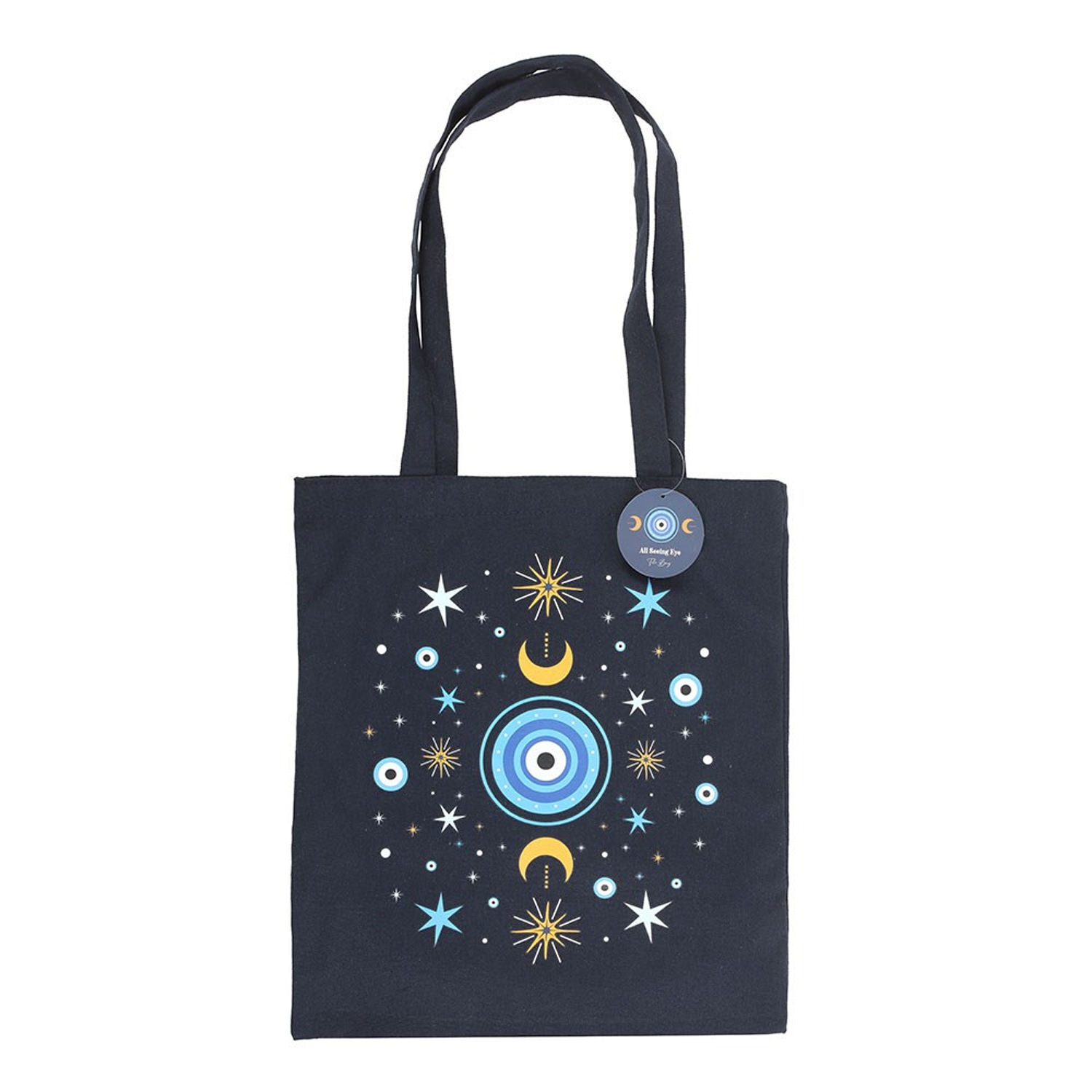 Something Different All Seeing Eye Polycotton Tote Bag - Black/Light Blue/Yellow