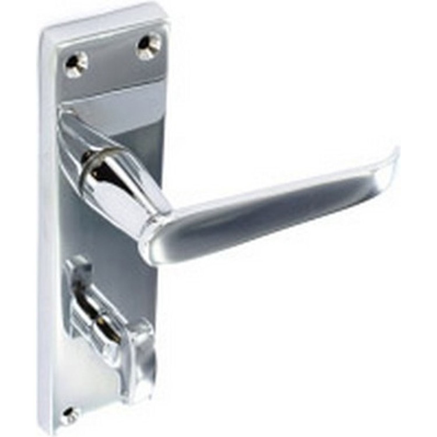 Securit Chrome Flat Bathroom Handles (1 Pair) - Silver