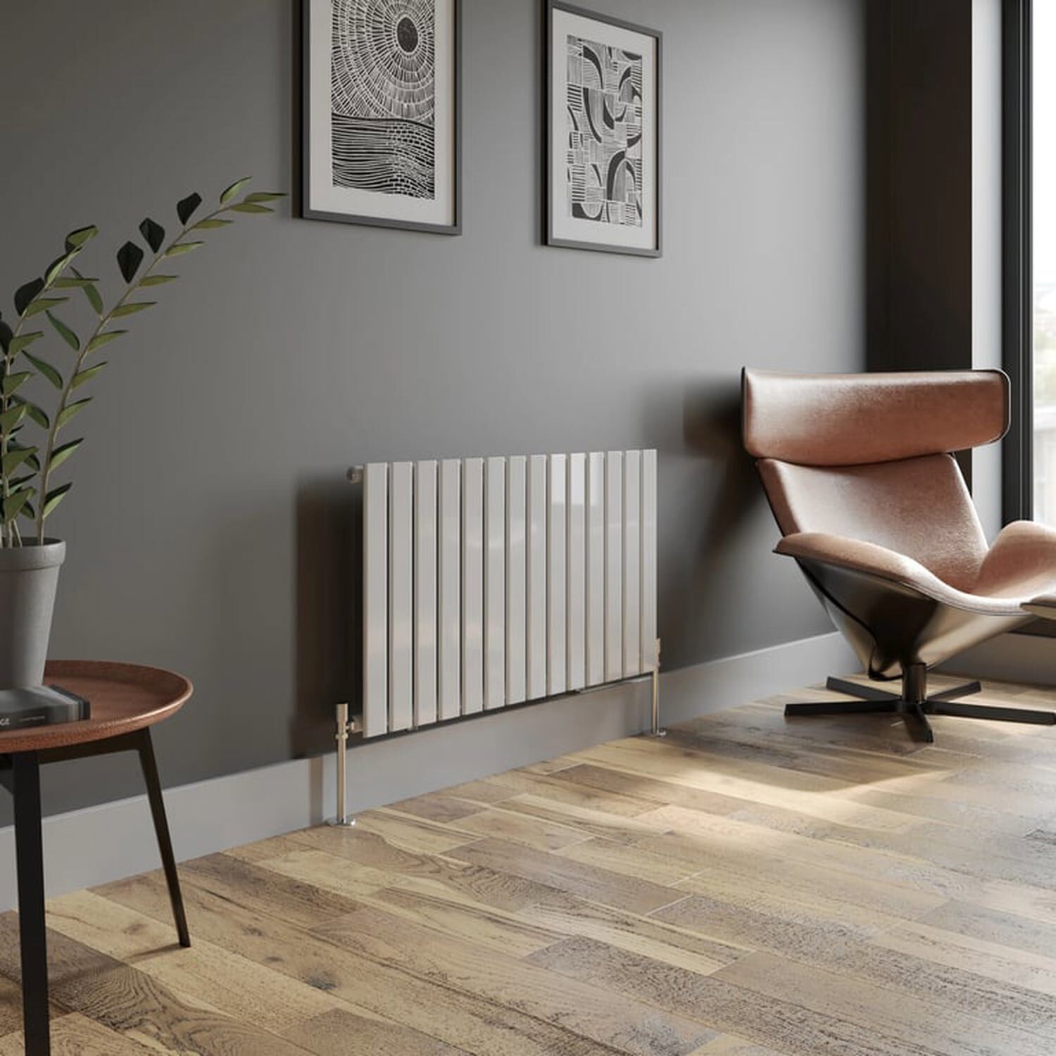 Temprazo Horizontal Single Flat Panel Designer Radiator - 600 X 605Mm White - White / 52Mm / 600Mm / 1060Mm