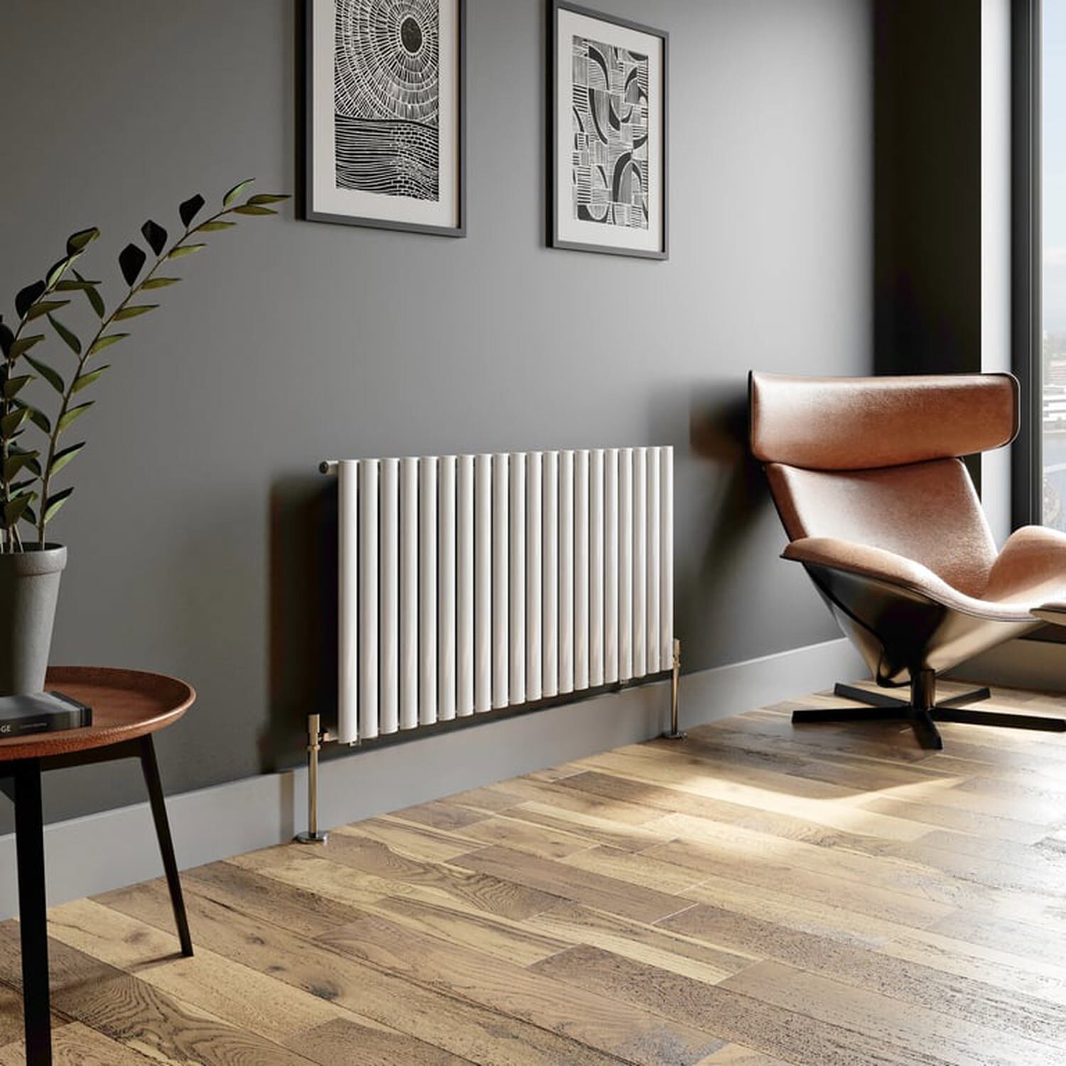 Temprazo Vertical Oval Tube Single Panel Designer Radiator - 1800 X 480Mm White - White / 600Mm / 1200Mm