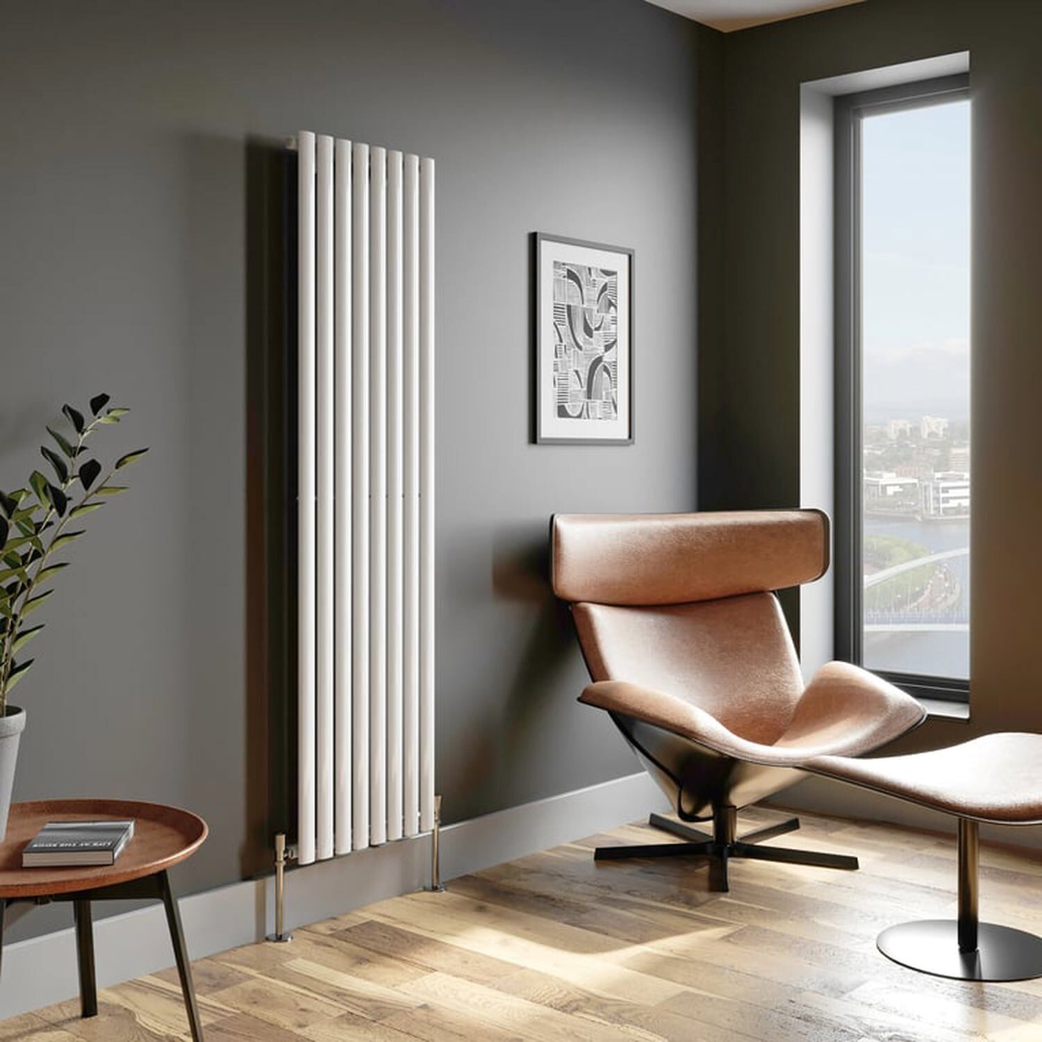 Temprazo Vertical Oval Tube Single Panel Designer Radiator - 1800 X 480Mm White - White / 1800Mm / 480Mm