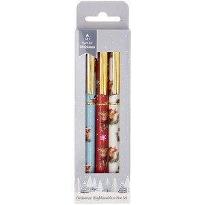Pack of 3 Christmas Highland Cow Pens