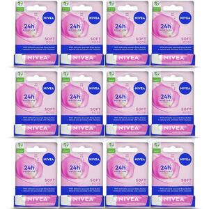Nivea Soft Rose Lip Balm Stick 4.8g - Pack of 12