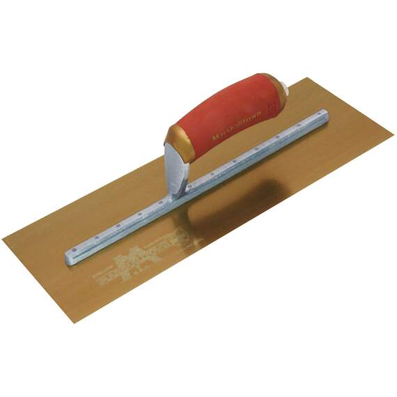 Marshalltown MPB1GSD PermaShape gold stainless finishing trowel, DuraSoft grip, 11 x 4.1/2in