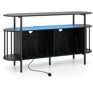 140 cm Record Player Stand with Record Dividers-Black