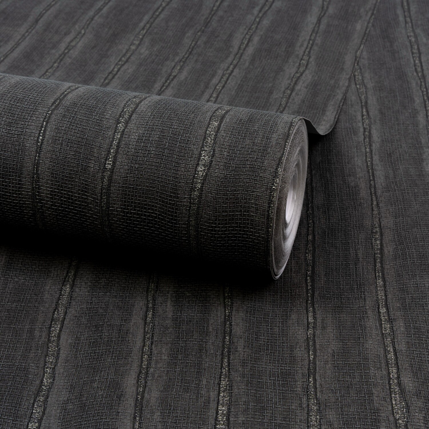 Grandeco Boutique Kalema Wallpaper - Charcoal Black - Luxury Embossed Stripe - PW4009 - Image 3