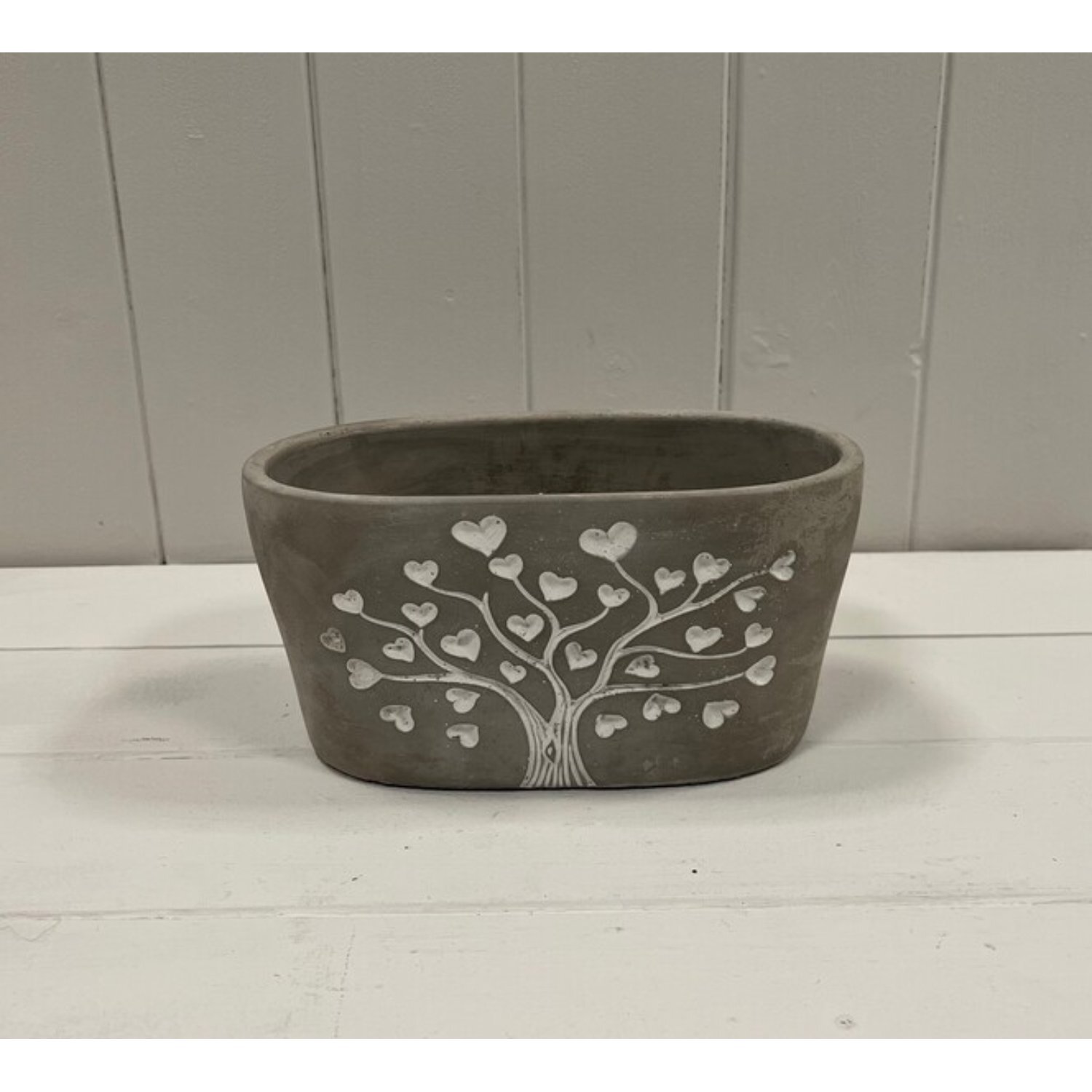 Kdmd Sturdy Grey Cement Love Tree Trough - Grey