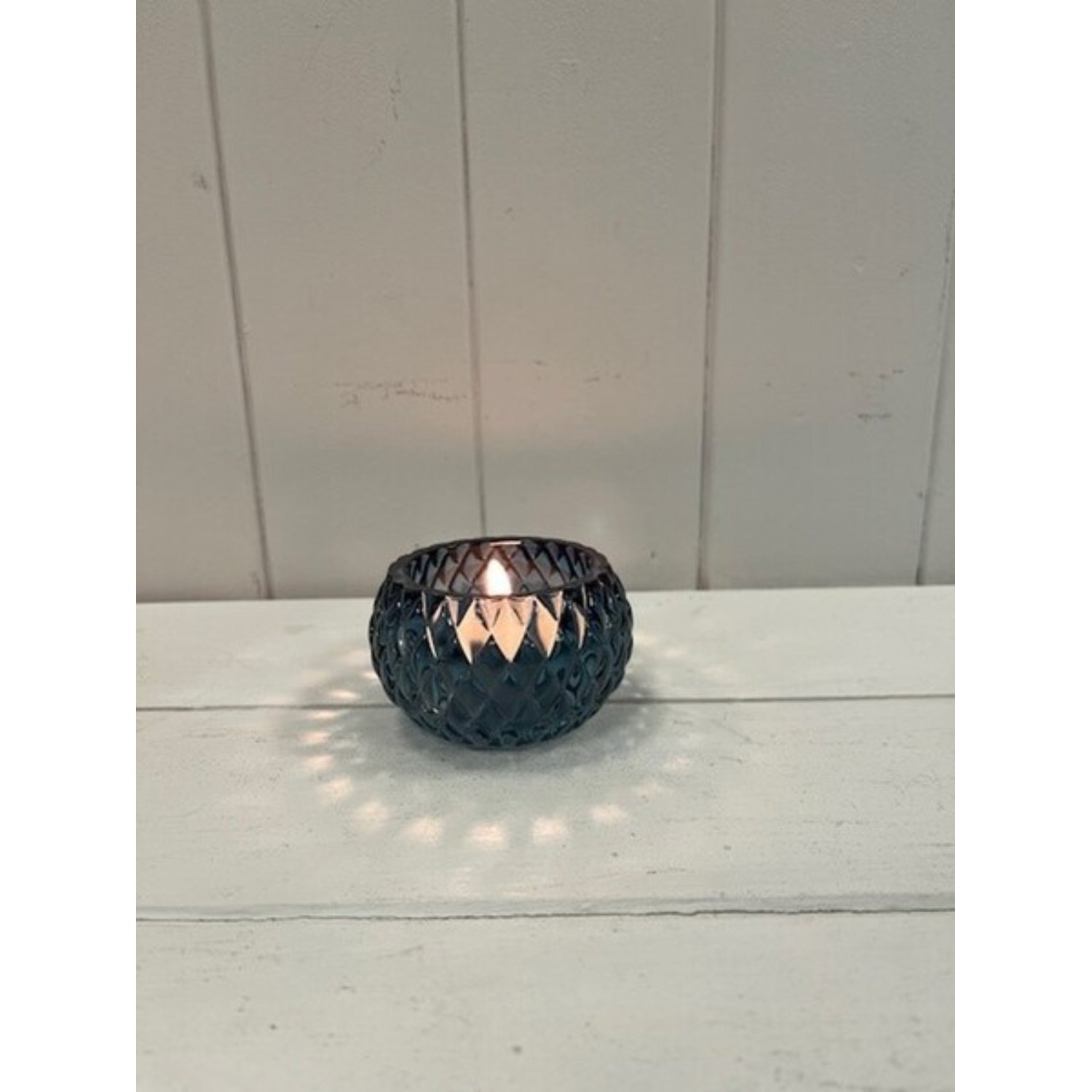 Kdmd Unisex Blue Diamond Pattern Tealight Holder - Image 2