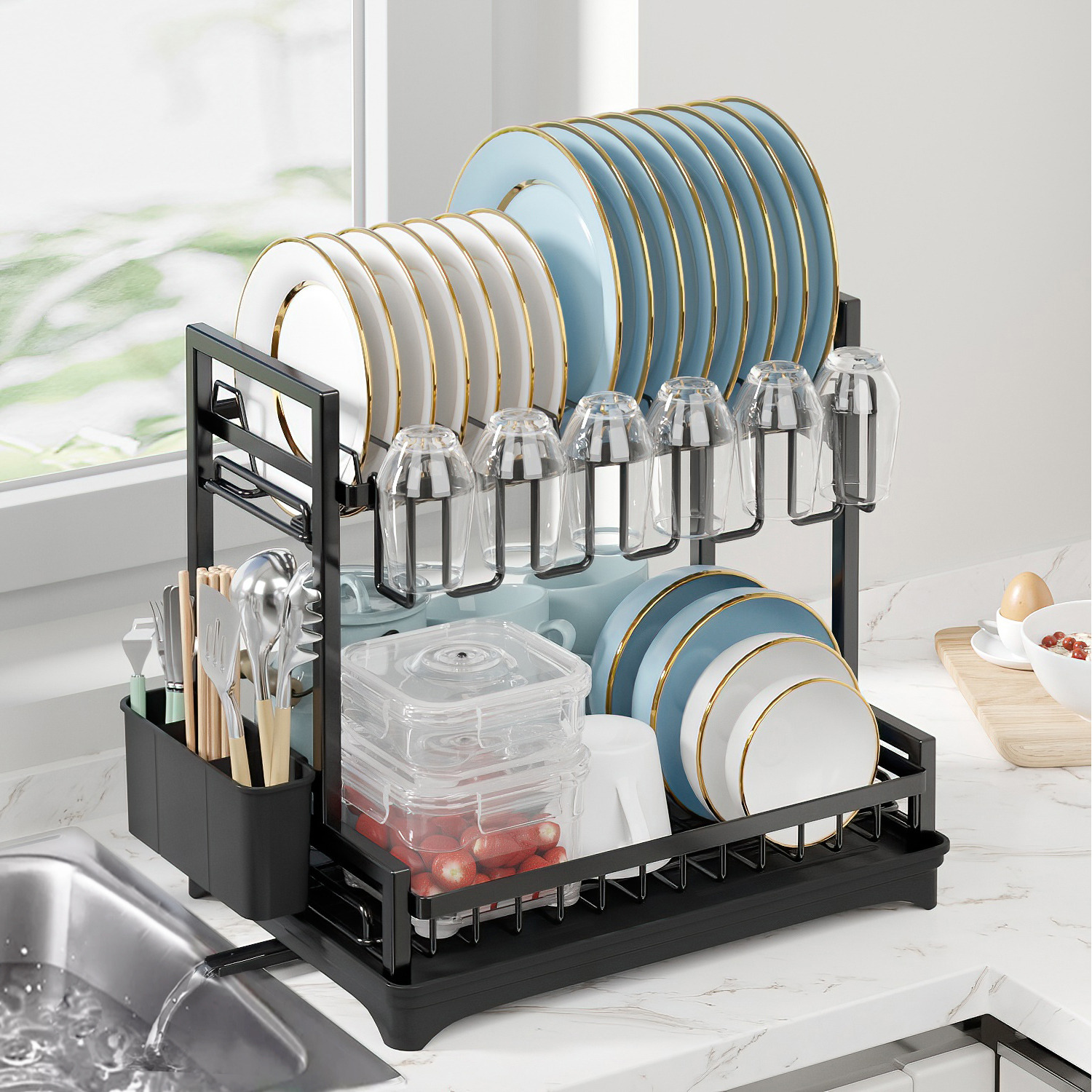 Image of Neo Black 2 Tier Dish Drying&hellip;