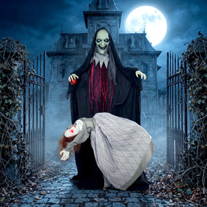 HOMCOM Halloween Animated Standing Witch with Ghost Decoration