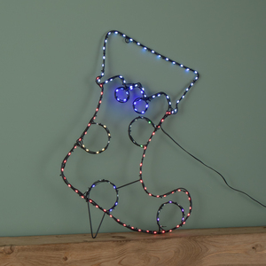 60cm x 42cm Light up FlexiBrights Christmas Stocking Silhouette with 134 Multi-Coloured LEDs