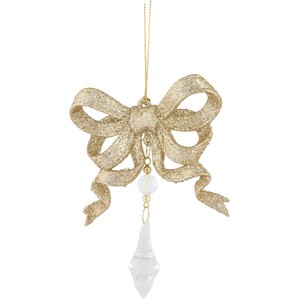 Gold Glitter Bow with Droplet Hanging Decoration shot 17603764
