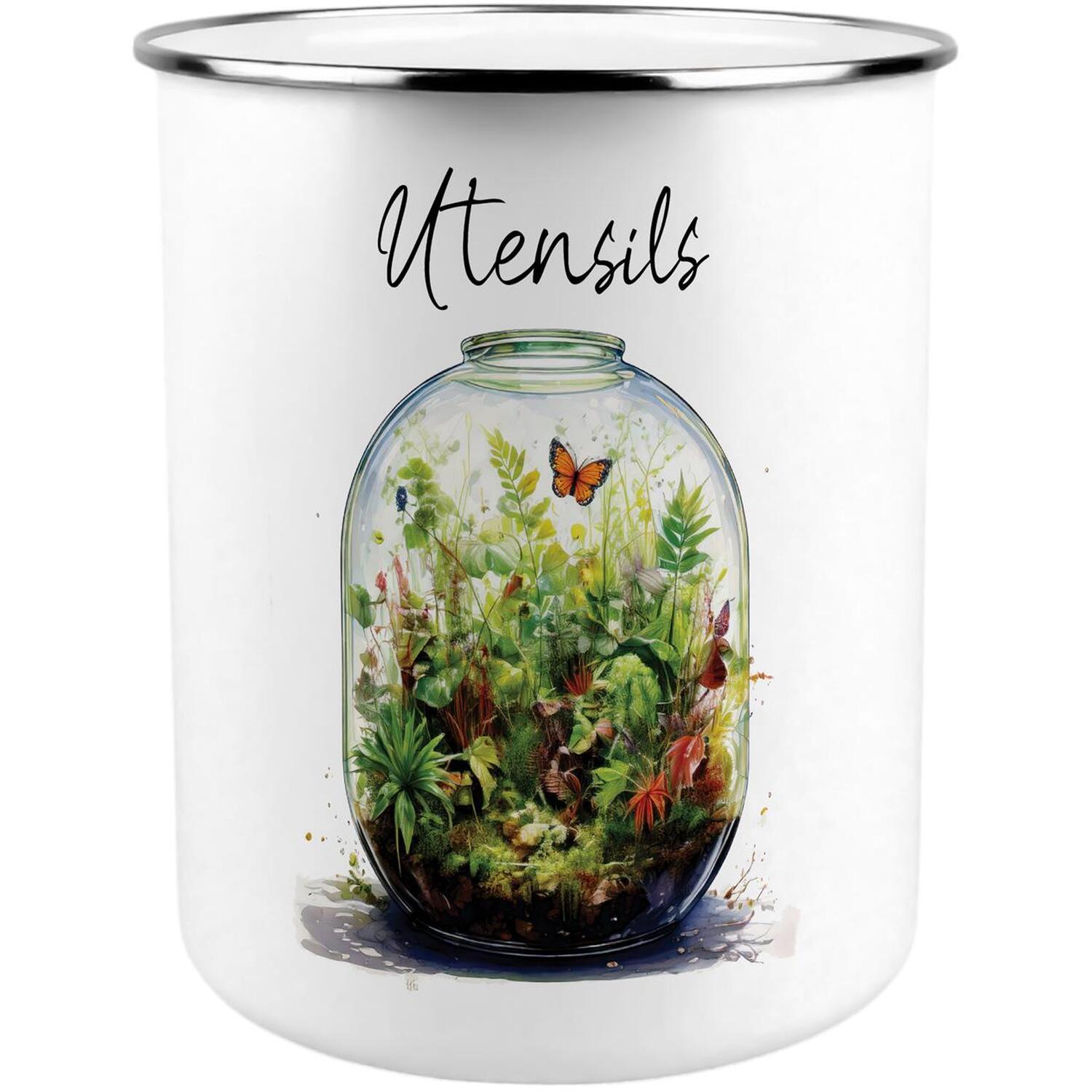 Terrarium Utensil Pot - Enamel XL Kitchen Utensil Organiser Decor Gift - Image 2